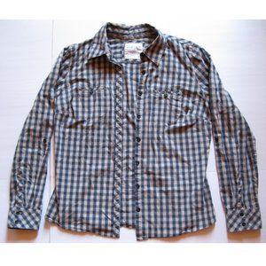 Sonoma Life + Style Blue and Tan Long Sleeve Shirt